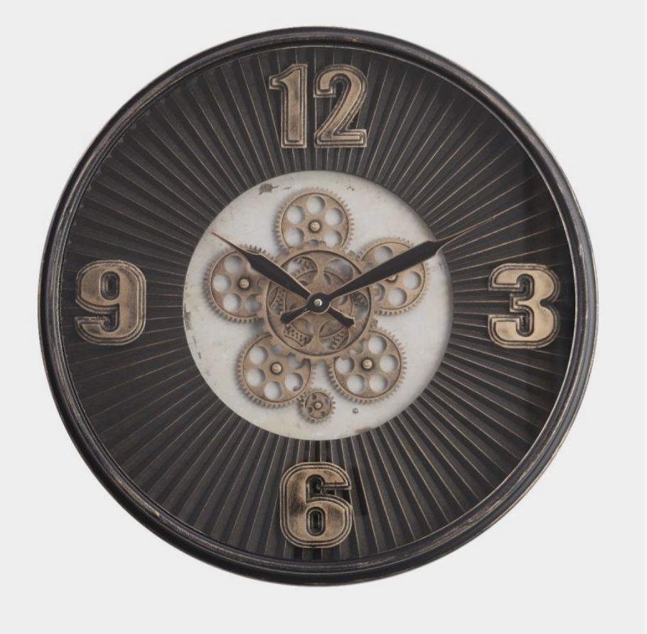 54cm Round Marcus Ribbed Exposed Gear Movement Wall Clock